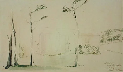 Die Eingangsfront von Hayleys Haus in Eartham, 1801